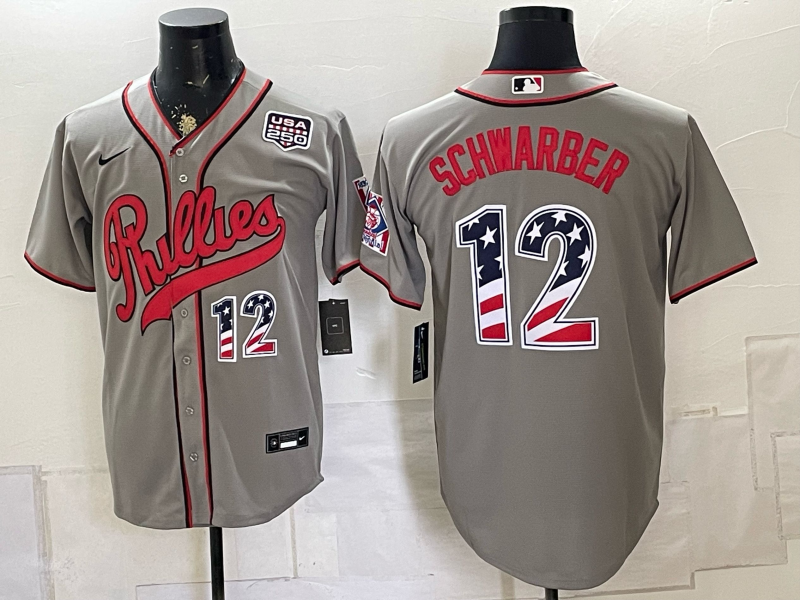 Men 2026 Philadelphia Phillies #12 Schwarber grey Game Nike MLB Jersey 0826004->philadelphia phillies->MLB Jersey